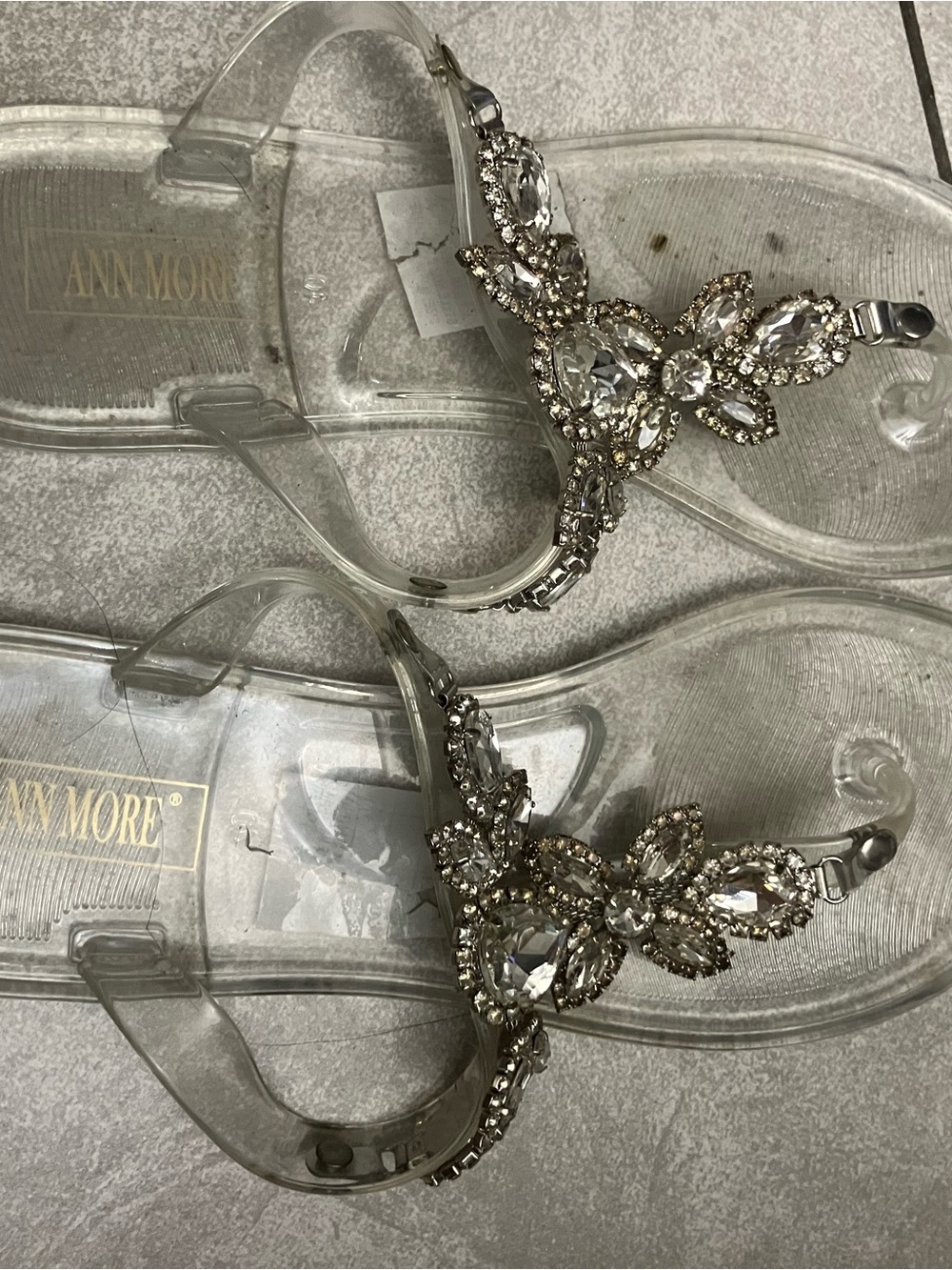 Jeweled Clear Jelly Sandals - Crystal Embellished